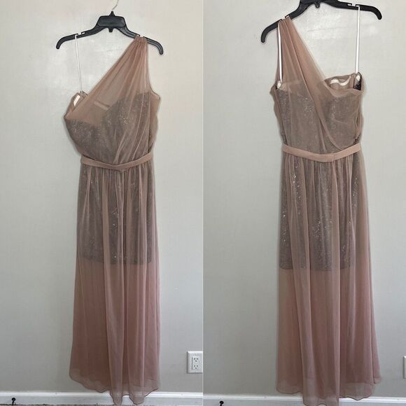 LELA ROSE Dress Womens 20 One Shoulder Rococo Lace NEW Topaz LR224 Bridesmaid - Picture 1 of 12
